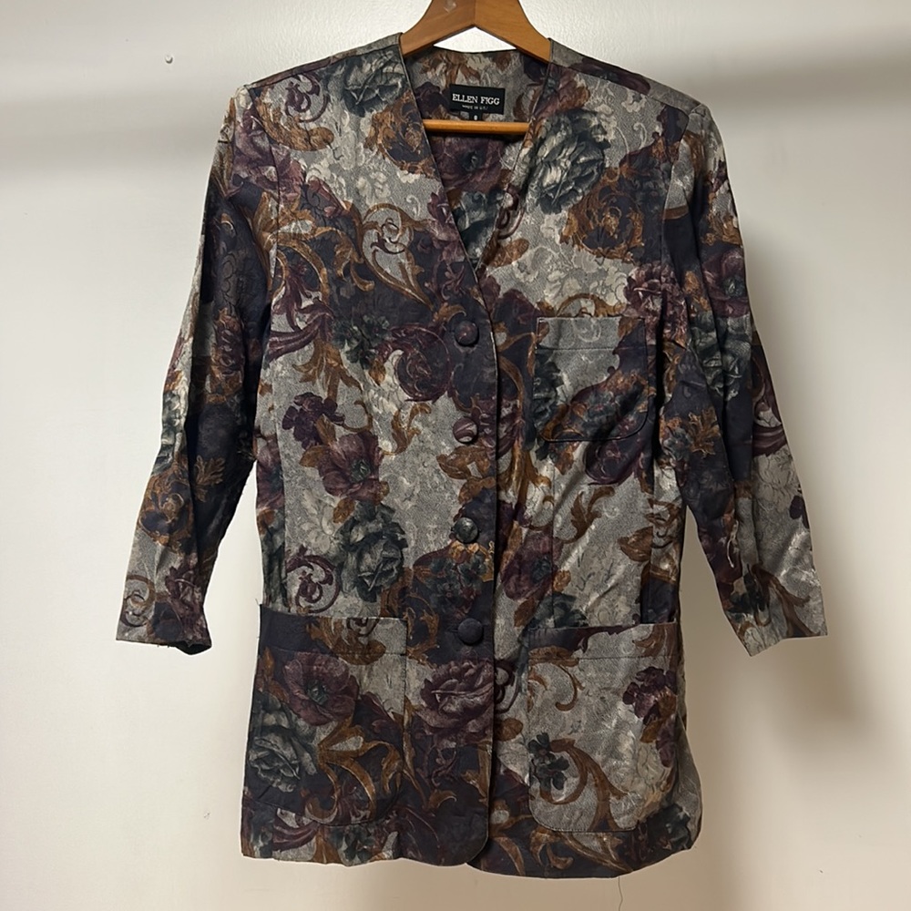 Vintage Ellen Figg Floral Purple Blazer